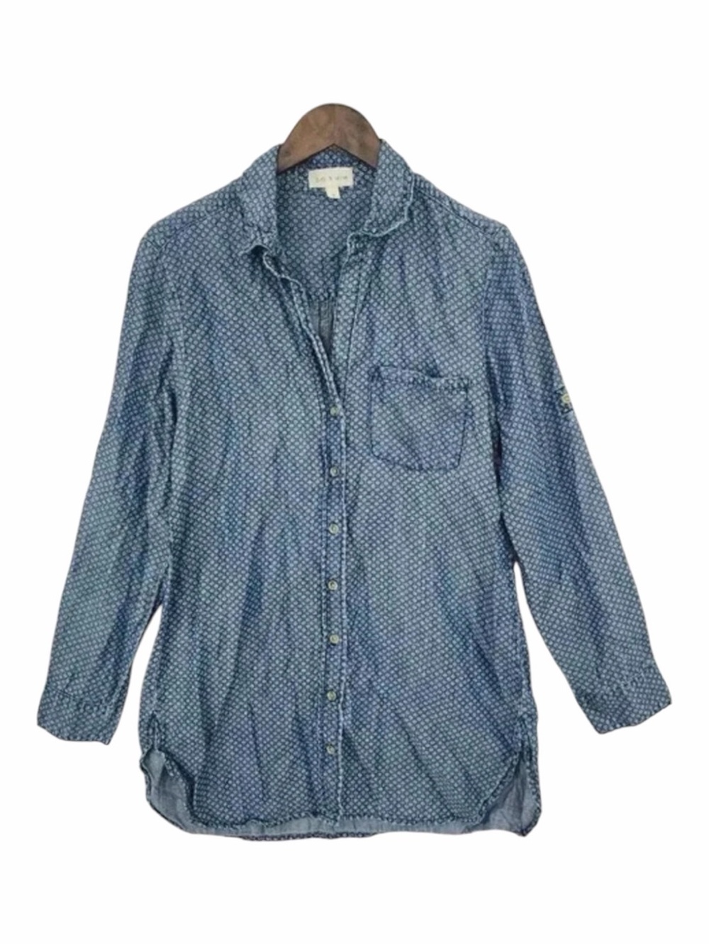 Anthropologie Cloth & Stone - Printed, Long/ Tab sleeve Button-up Mini Dress